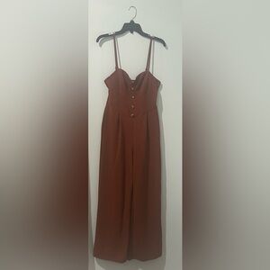 Brown Button-Up Jumpsuit